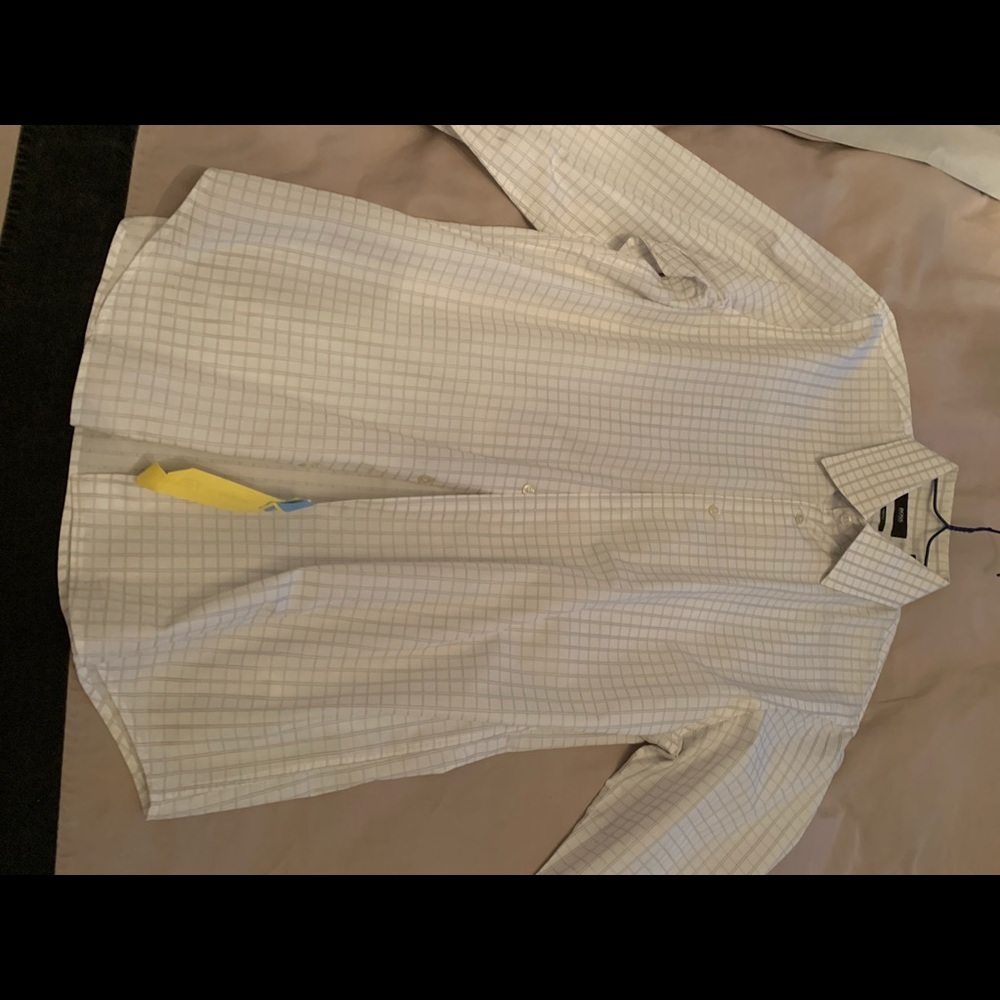 Hugo Boss White Checkered Dress Shirt